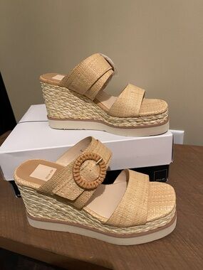Dolce Vita Light Natural Raffia Neutral Sandal Sz 8 NIB
